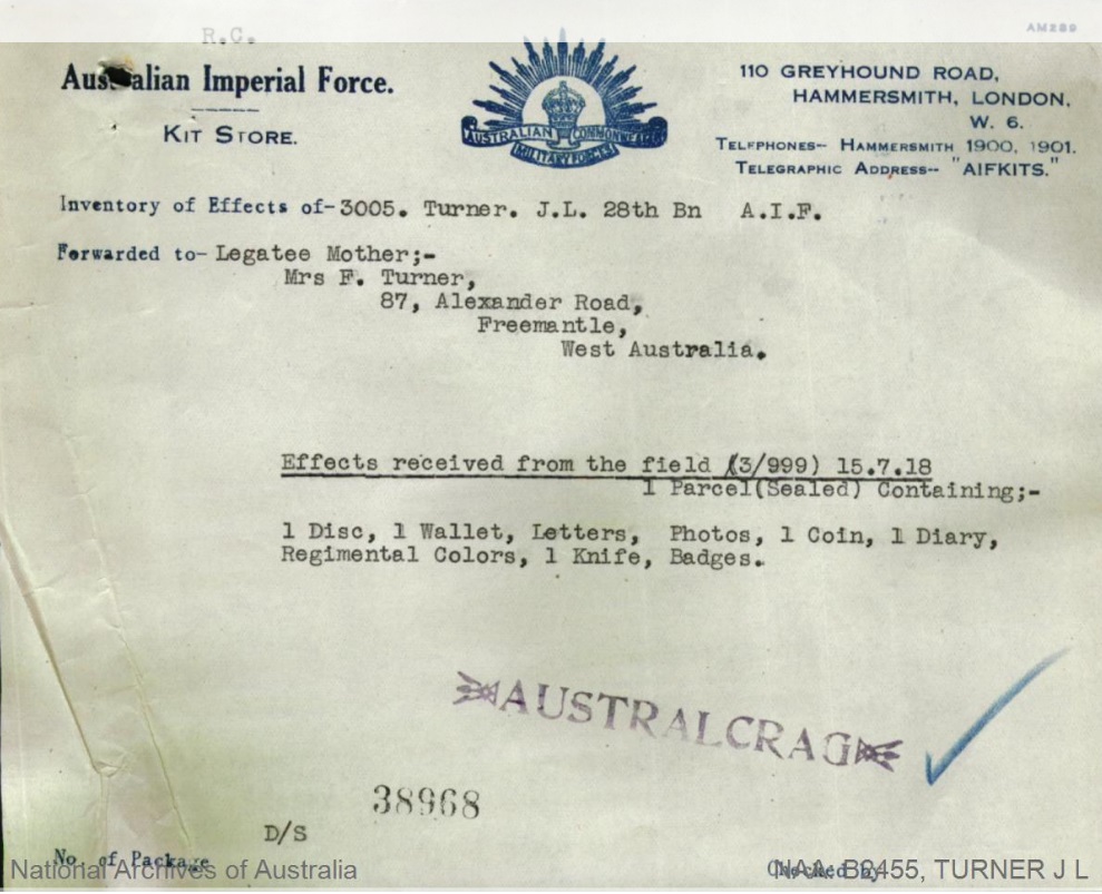 The postcards & letters written by James Turner, held by the State Library of Western Australia are a real treasure trove, his war records (all 73 pages of them!) are also freely available  @naagovau - such fantastic resources easily accessible. Frances, the mother of James.. 3/4