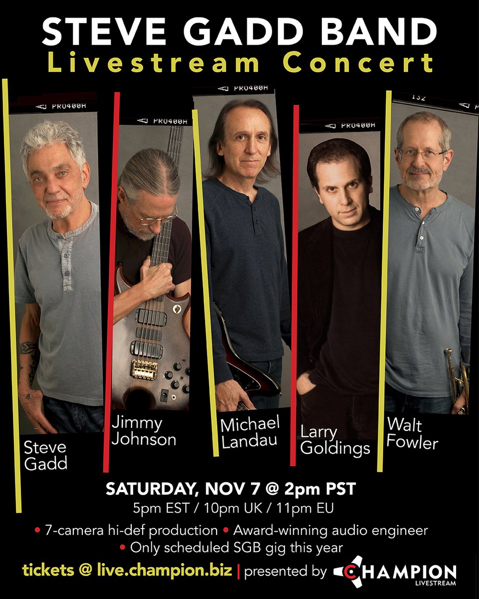 This weekend! Nov. 7. Get your Steve Gadd Band tickets at live.champion.biz.