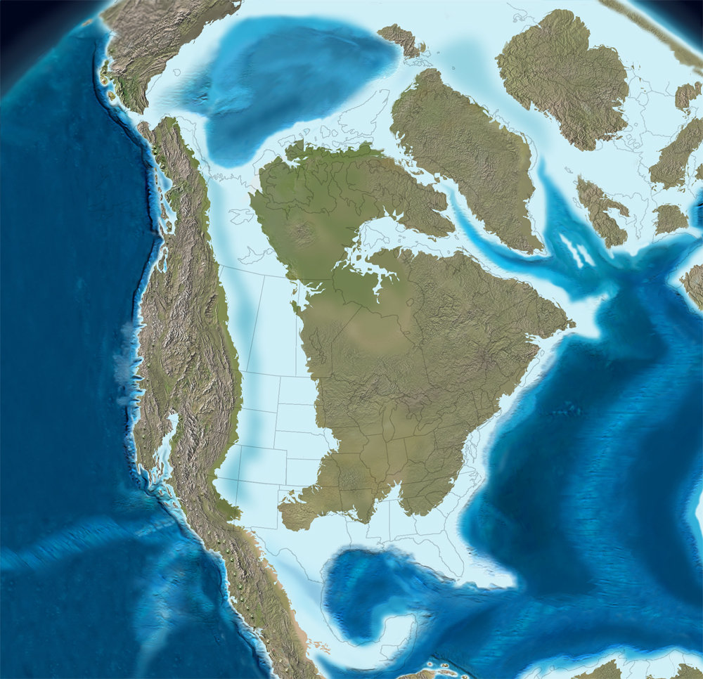 Geoscientist Steve Dutch first noticed it in 2000.  “My geologist’s eye was immediately drawn to this arc,” he wrote, because it seemed to follow the shoreline of North America back in the Cretaceous.