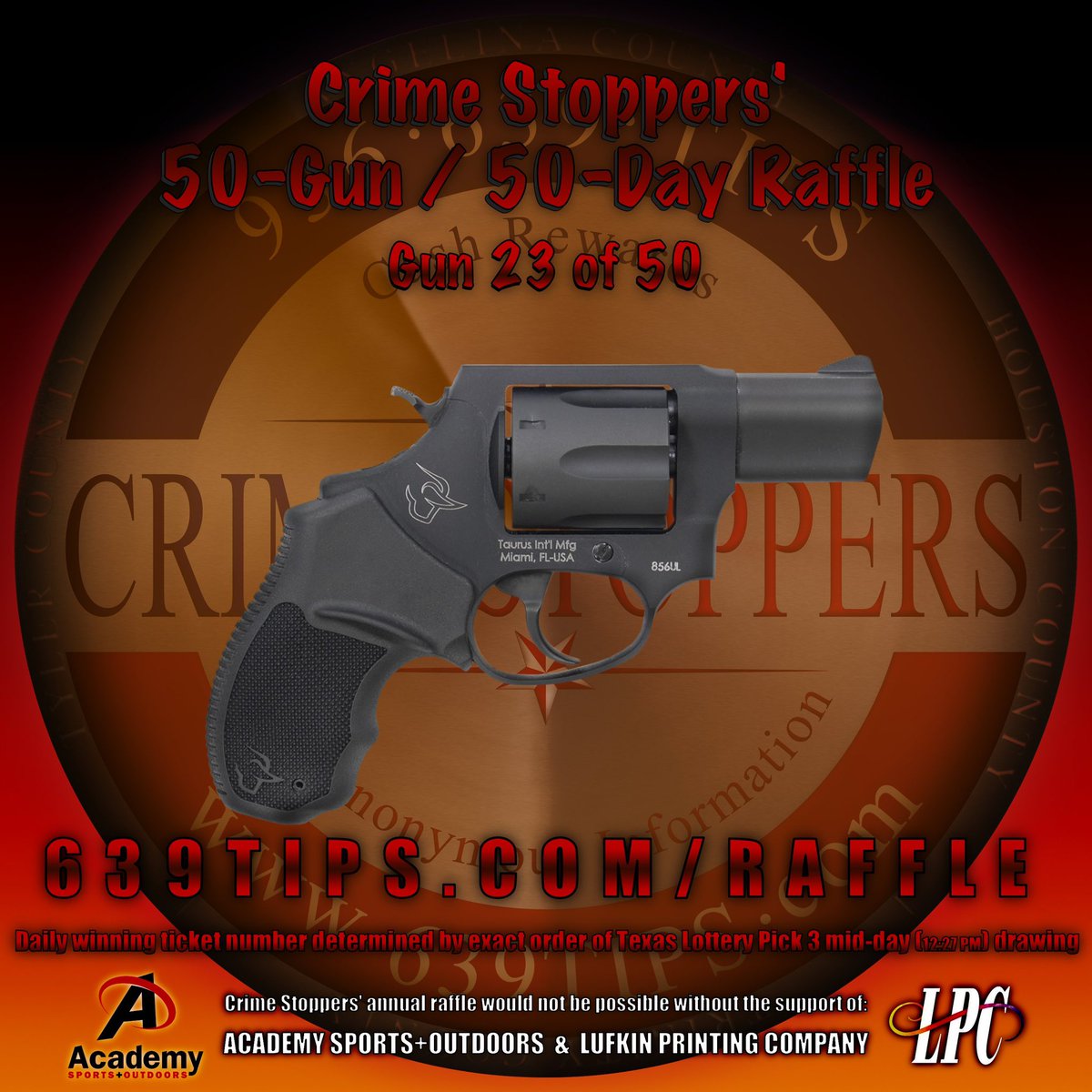 639tips's tweet image. 50-Gun/50-Day Raffle
Day 23 (Nov 02)
Winner: 194
Gun: Taurus 856UL .38 Special revolver
Winner will receive email with instructions for claiming Academy Sports+Outdoors gift card.
#639TIPS #50Guns50Days #27ToGo #2A #2ndAmendment