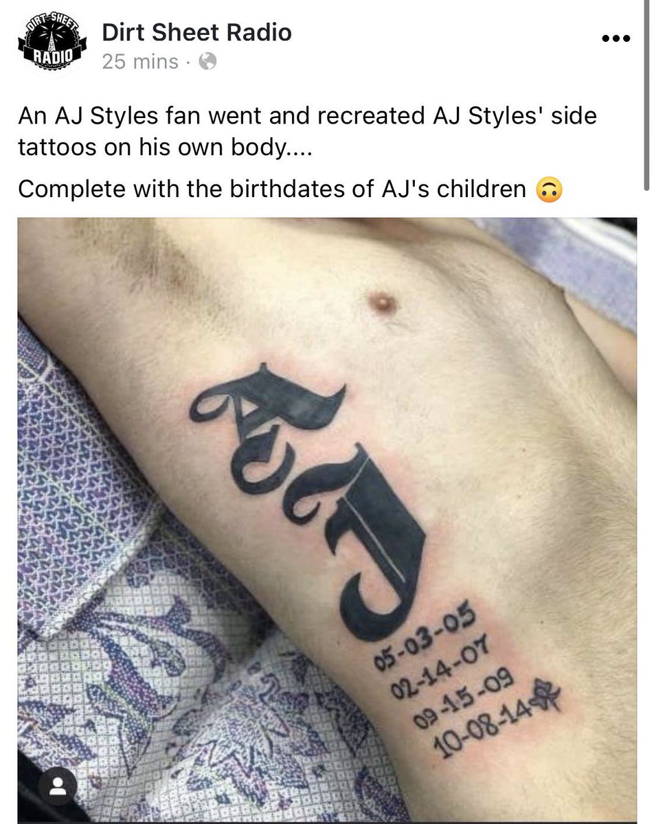 SimpsonsWWE's tweet image. Whatever about tattoos of wrestlers or getting the same tattoos as wrestlers, but the date of birth of his kids, that’s too far.