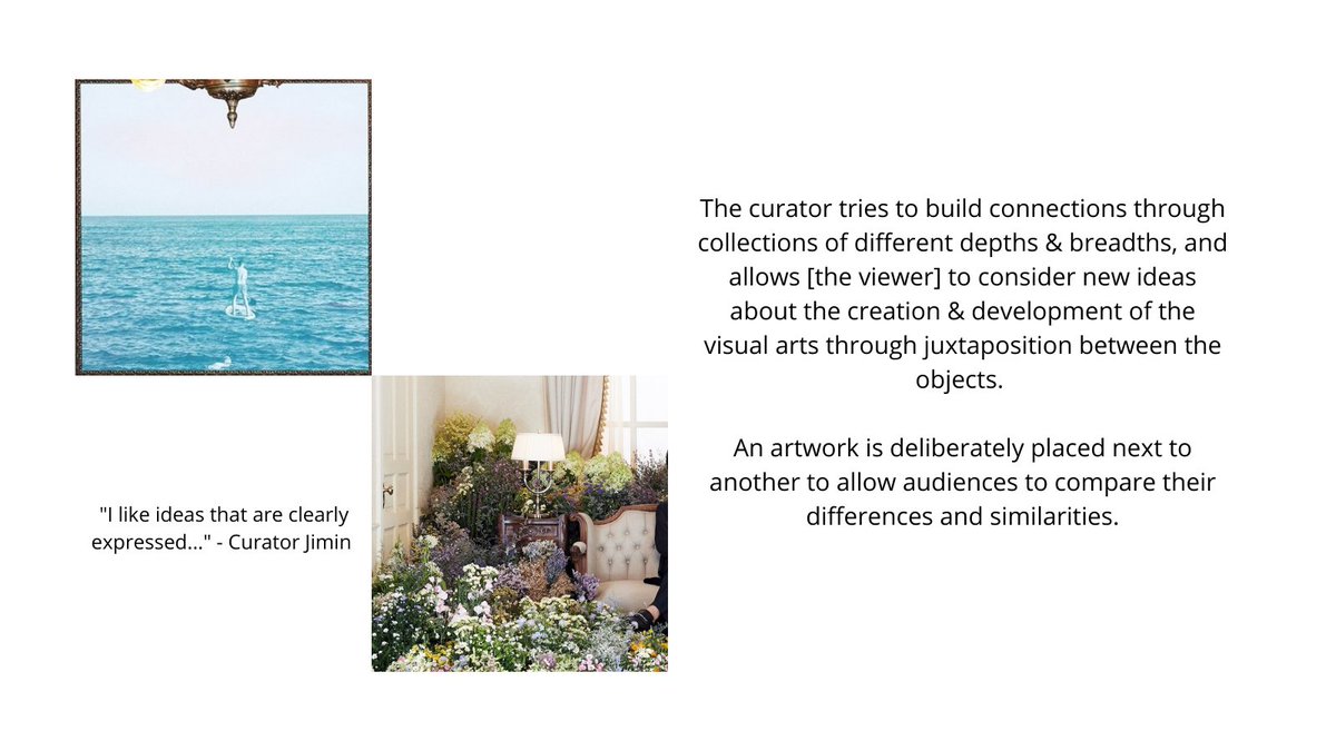 "The curator tries to build connections throughcollections of different depths & breadths, and allows [the viewer] to consider new ideas about the creation & development of their art." #Curated_By_BTS  @BTS_twt  #BTS_BE  #BTS  #방탄소년단