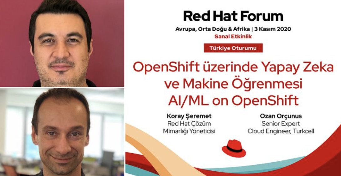 orcunuso's tweet photo. OpenShift ile AI/ML iş yüklerinin çalıştırılması hakkında daha fazla bilgi edinmek istiyorsanız, online olarak gerçekleştirilecek Red Hat Forum 2020 etkinliğinde bizlere katılın. Kayıt için: https://t.co/ns6Q2wUJKZ #RedHatForum #RedHatTurkey #OpenSource https://t.co/mn77VNdQBk