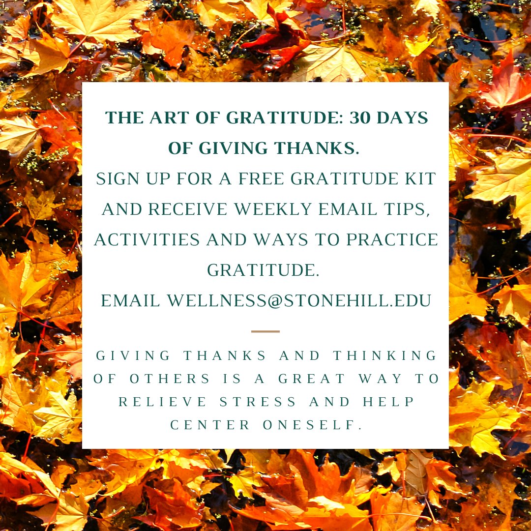 Email wellness@stonehill.edu to sign up!