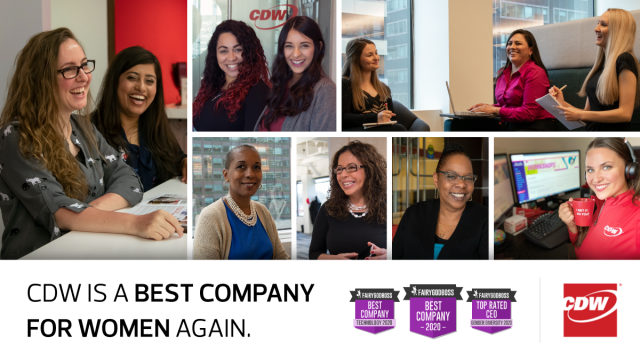 AndrewStrackCDW's tweet photo. I'm excited to share that CDW has been named a 2020 Best Company for Women by Fairygodboss! #LifeAtCDW #BestCompanies2020 #cdwsocial https://t.co/bvT0sb44B3 https://t.co/UbcnZP8adY