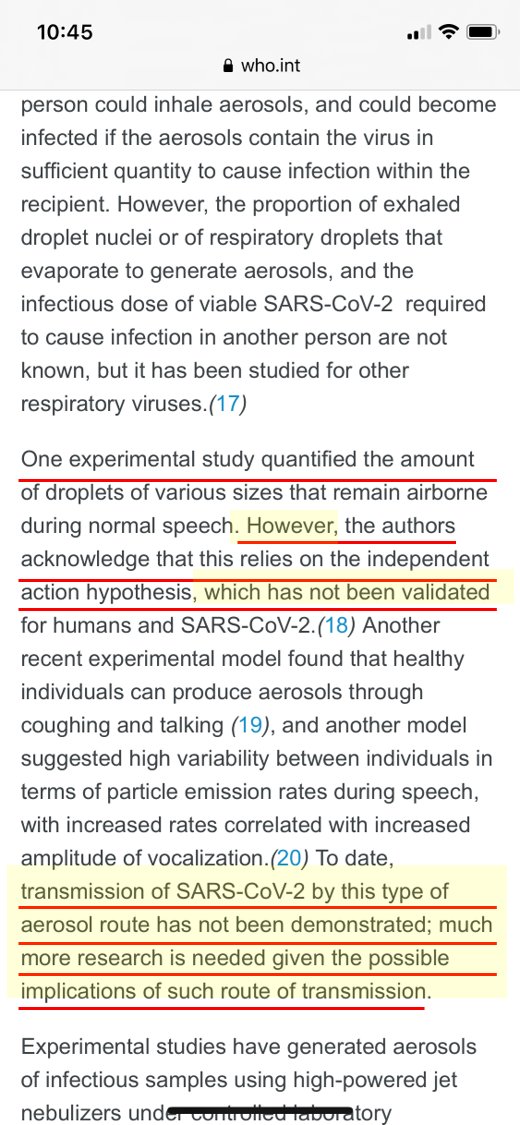 8/x These are some examples of statements from that WHO scientific brief (July 9) that mentions indoor airborne/aerosol spread of SARS-CoV-2, but then talks about these ideas mostly as hypotheses without support.