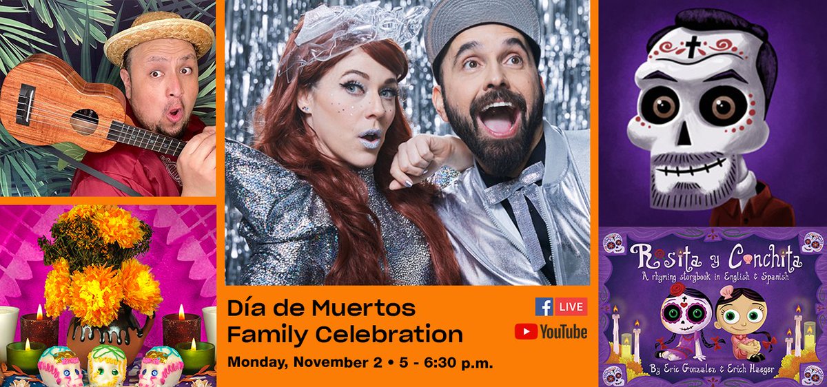 Dia de Murtos Family Celebration graphics. Event is November 2 from 5-6:30.