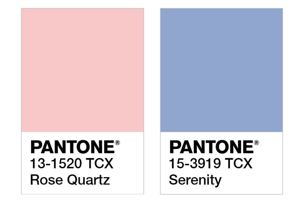 Rose Quartz 13-1520 and Serenity 15-3919 (2016) Y'all when I heard 2016 was color[*S*] of the year I literally had the phone off the hook and was telling the operator to get me Pantone, I was going to let them have it, but while the call went through I just looked at the colors