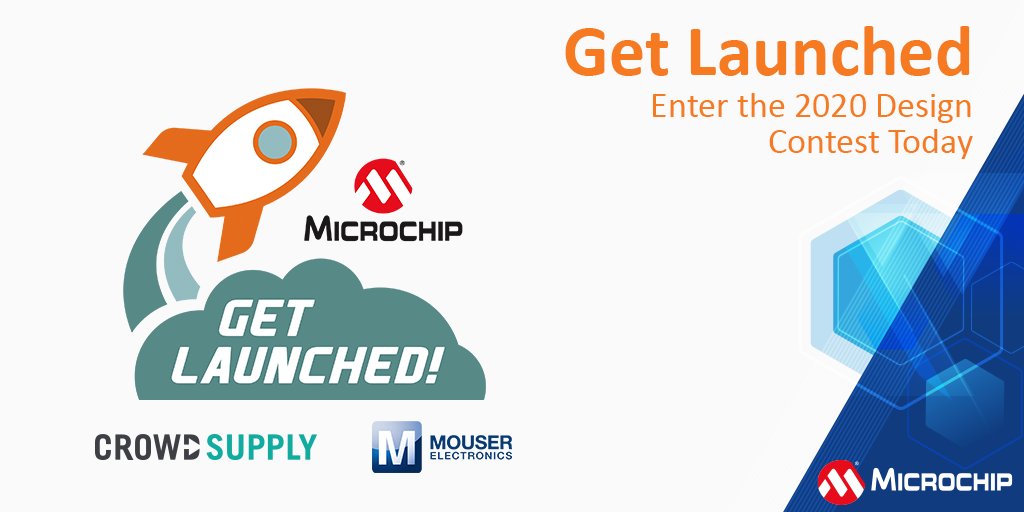 MicrochipTech's tweet image. Designers have four months to enter the 2020 Get Launched program from Microchip Technology Inc. and @crowd_supply sponsored by @MouserElec. Details and enter: lnkd.in/dPHthBY. #electronics #designprogram #components #innovation