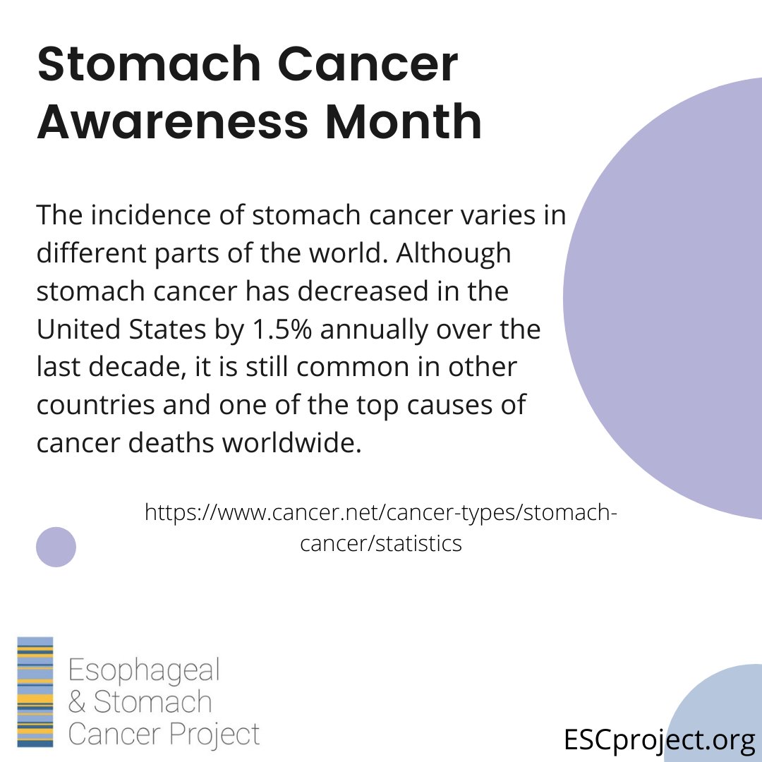 November is Stomach Cancer Awareness month. Learn more about our approach to advancing stomach cancer research at ESCproject.org #StomachCancerAwareness
