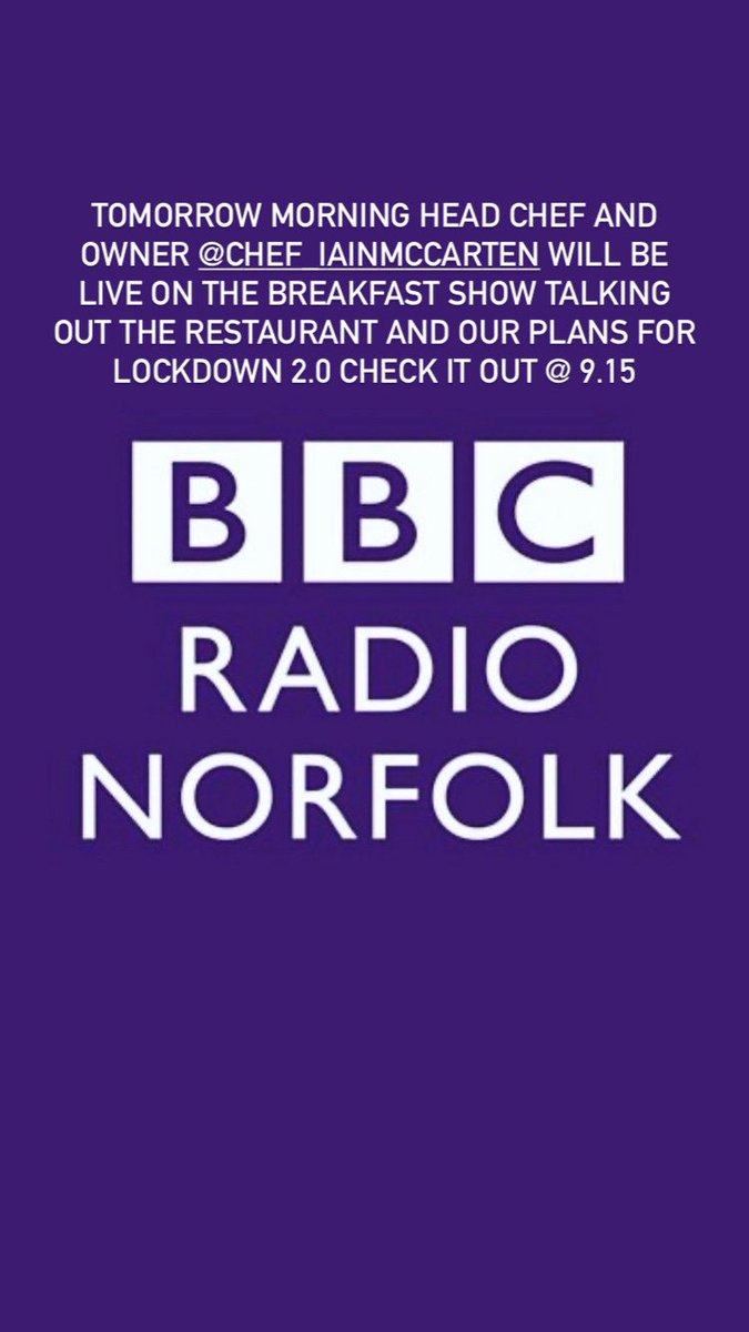 Check it out @BBCNorfolk tomorrow morning @ 9.15 @chefimccarten