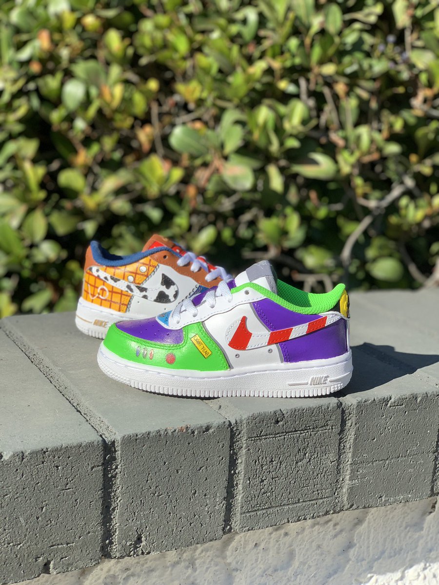 schmidtink's tweet photo. Toy Story's Woody &amp; Buzz 
Air Force 1 Toddler 
By Schmidt Ink Customs https://t.co/UYcc1kL7oB