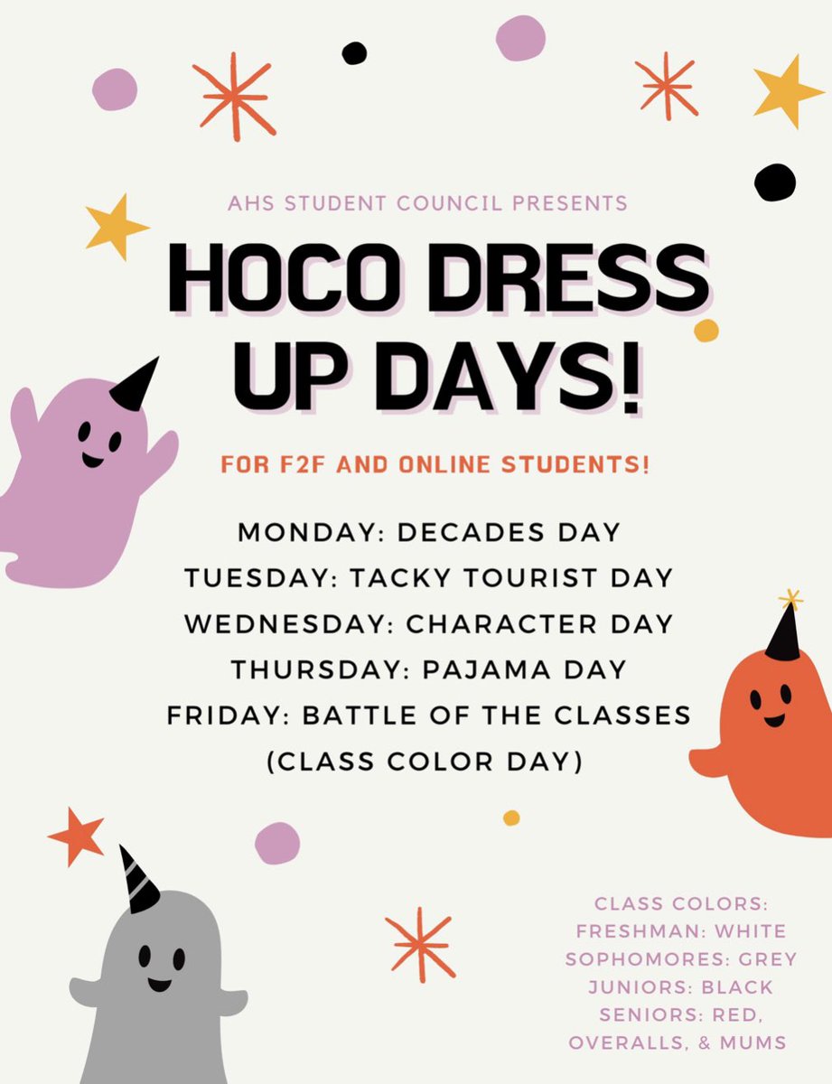 We got our outfits all planned 🥳 Happy HoCo, Bulldogs! 🐶🤍🖤❣️🖤🤍 <a href="/StuCo_Bulldogs/">ahs student council🐾</a> killed it with the line up for spirit week.