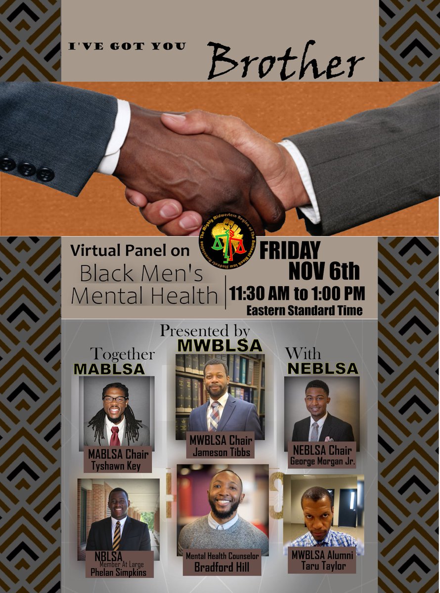 MWBLSA presents, together with MABLSA and NEBLSA, a panel discussion on Black Men's Mental Health this Friday Nov. 6 11:30am-1:00pm EST