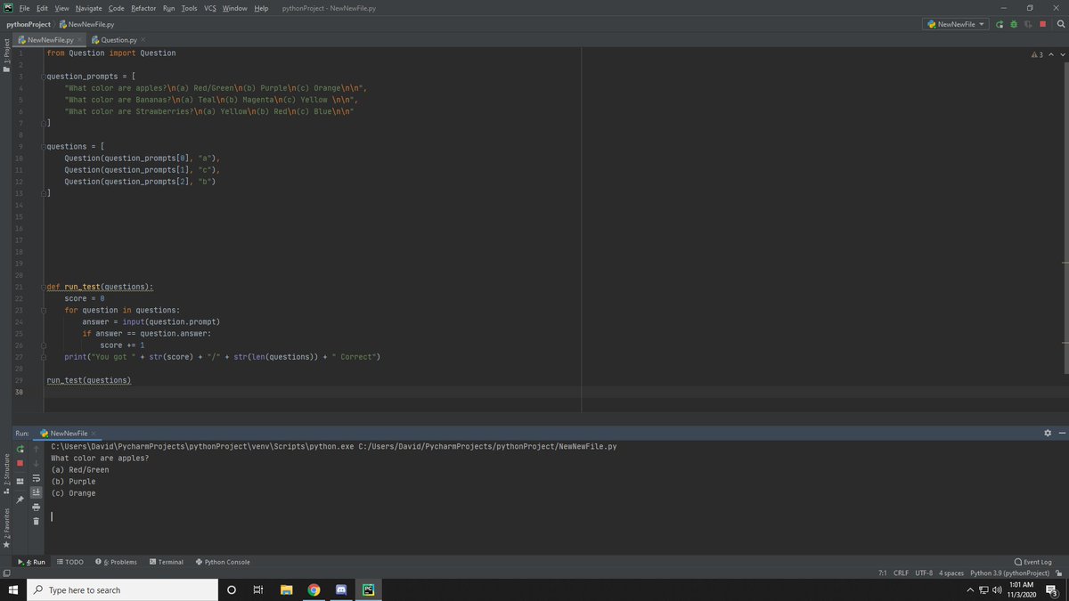 LearningtocodeD's tweet image. Day 2 of Learning Python - This is fun so far and I'm happy there's so many guides available to follow and learn!
got any tips to improve, I would appreciate!
This is just a simple multiple choice quiz.. took some time to understand :D
#coding #pythonprogramming #learntocode