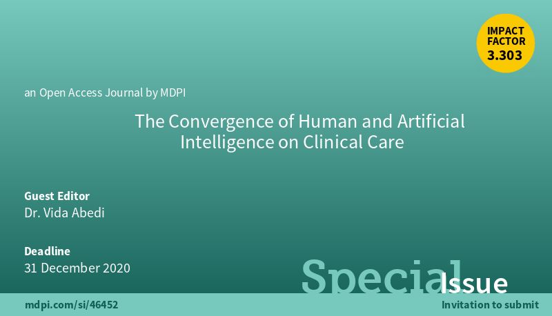 vida_abedi's tweet photo. #CallforPapers #MachineLearning #healthcare #ArtificialInteligence #Prediction #challenges #BigDataAnalytics #visualization #clinical #assistivetechnology #outcomeresearch Submission deadline: 12/31/2020. DM me and I may be able to reduce the pub fee for some of high-quality pub https://t.co/wE7wTQy0VR
