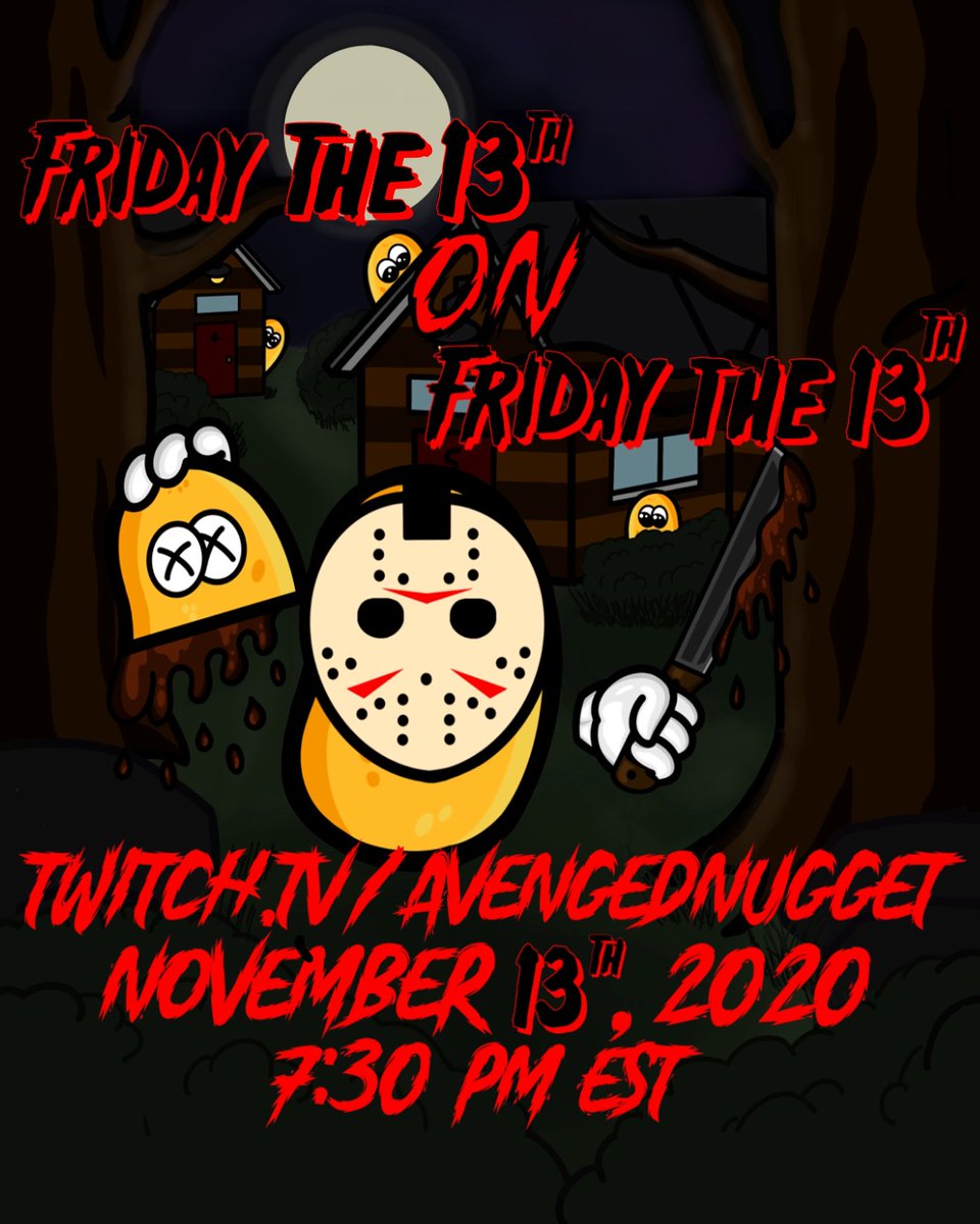 AvengedNugget's tweet image. Halloween's over, but the terror isn't. This year, we have a Friday the 13th and what better way to celebrate this unlucky day than to join The Nugget Brotherhood playing #FridayThe13th! 
Joining us are several streamers, so we'll have an easy-to-view multistream going!
#twitchtv