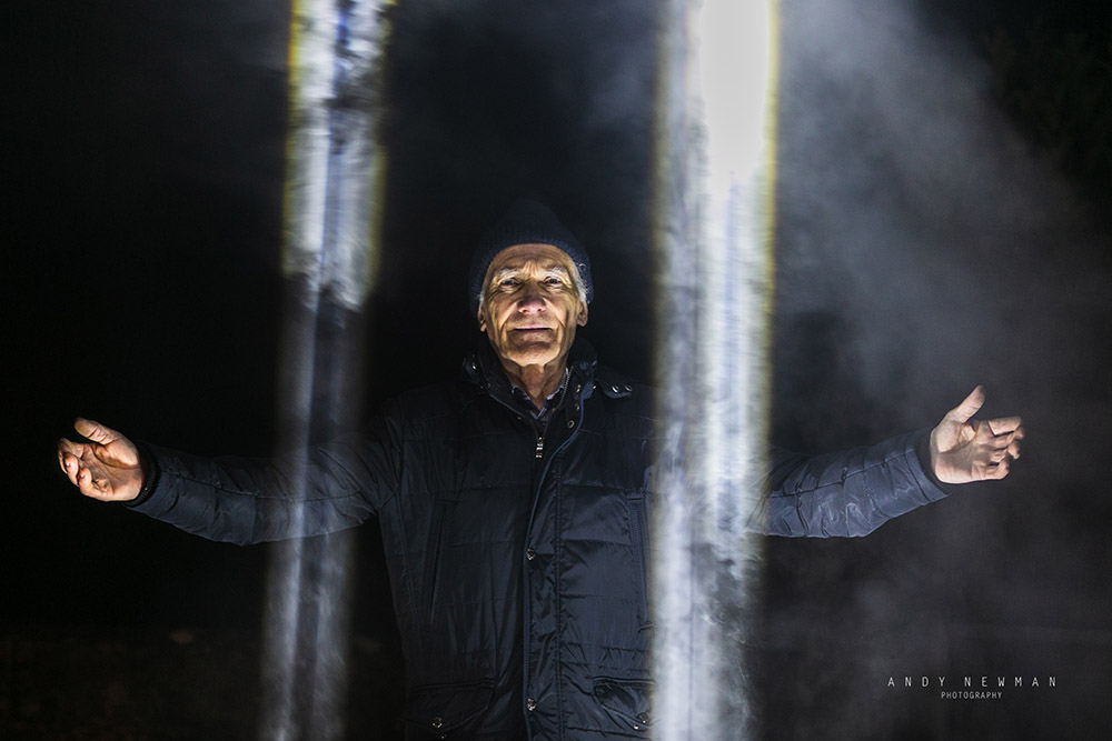 2.11.20 Tuam Mother and Baby home survivor Peter Mulryan at the Tuam site where three search and rescue lights were Shon into the night sky as part of an event to object to the sealing of Survivors records by the Irish government for 30yrs. #TuamBabies