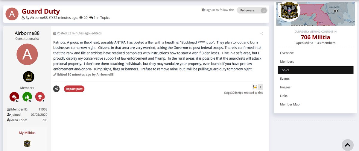 The Buckhead looting rumor has now made it to MyMilitia, a site where far-Right militia members recruit and organize.