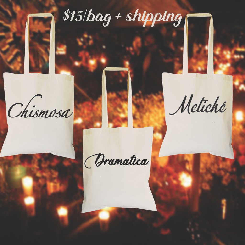 GothicanaV's tweet photo. Tote bags. $15+ Shipping. DM for all orders. 
#gothicanaporvida #chismosa #metiche #dramatica #tote #totebags #chicanastyle #chicanasworldwide #chicana https://t.co/c0YNAh1A44