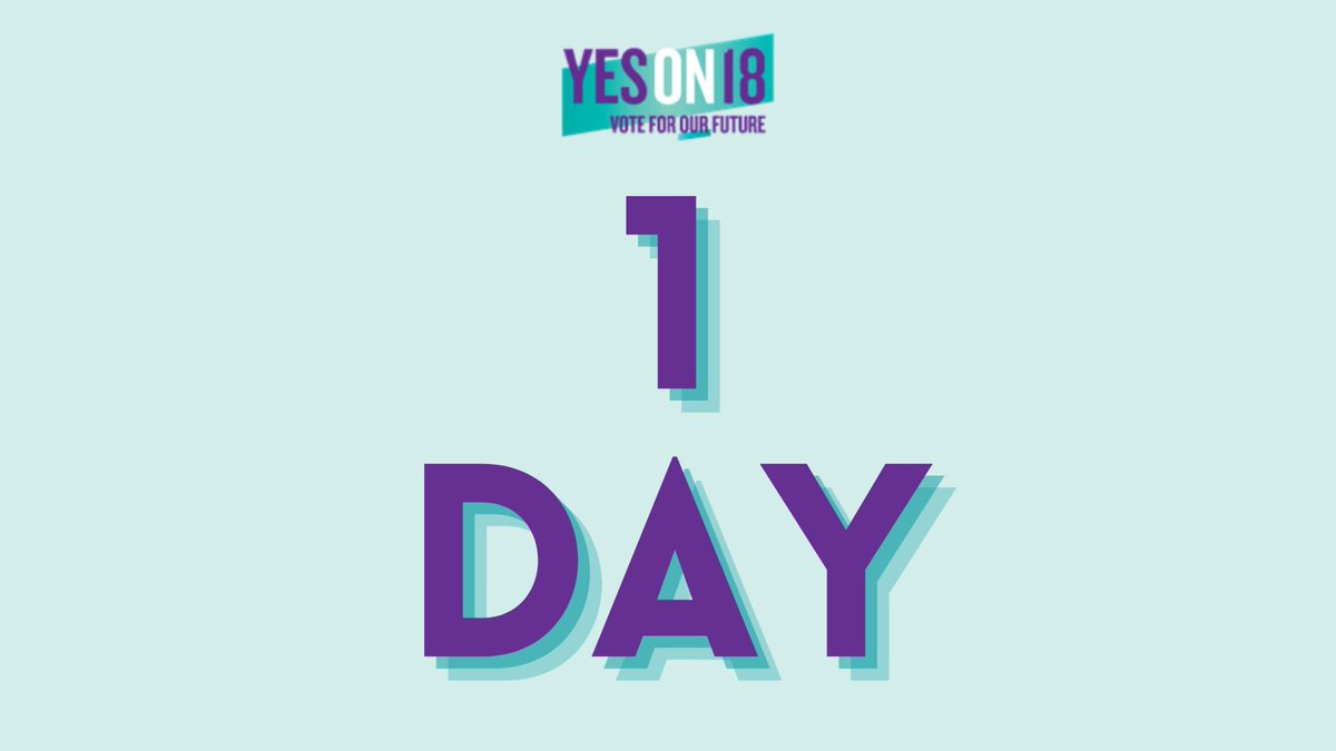 prop_18's tweet photo. Tomorrow is #electionday. Let’s expand voting rights in CA by voting YES on Prop 18! #YesonProp18 #Yeson18 https://t.co/vAzGQ1Z34k