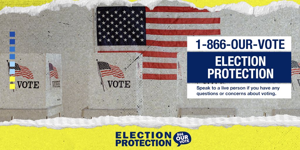Make a plan to vote tomorrow. Call or text 866-OUR-VOTE (866-687-8683) with any questions. We have trained Election Protection volunteers on standby ready to help. #ProtectOurVote #Election2020