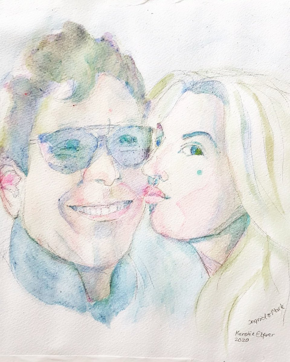 Fun and playful Watercolor of me and @markdmalatesta by my amazing mother @kerstieelfver to learn more about her art go to her website kerstieelfver.se