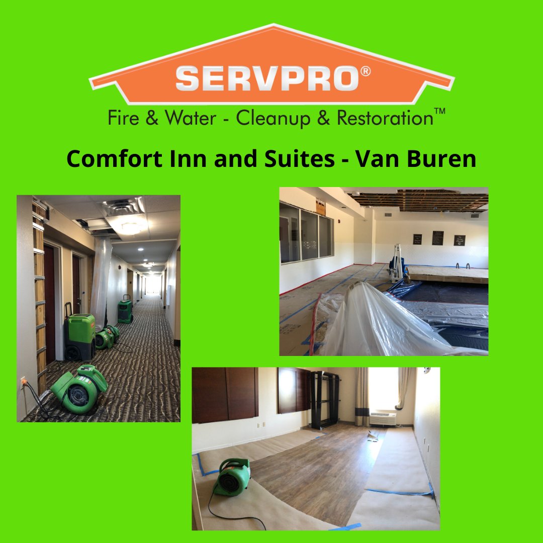 We recently did some mitigation at Comfort Inn and Suites in Van Buren after a sprinkler head broke. SERVPRO can take any water or fire damage situation and make it "Like it never even happened."