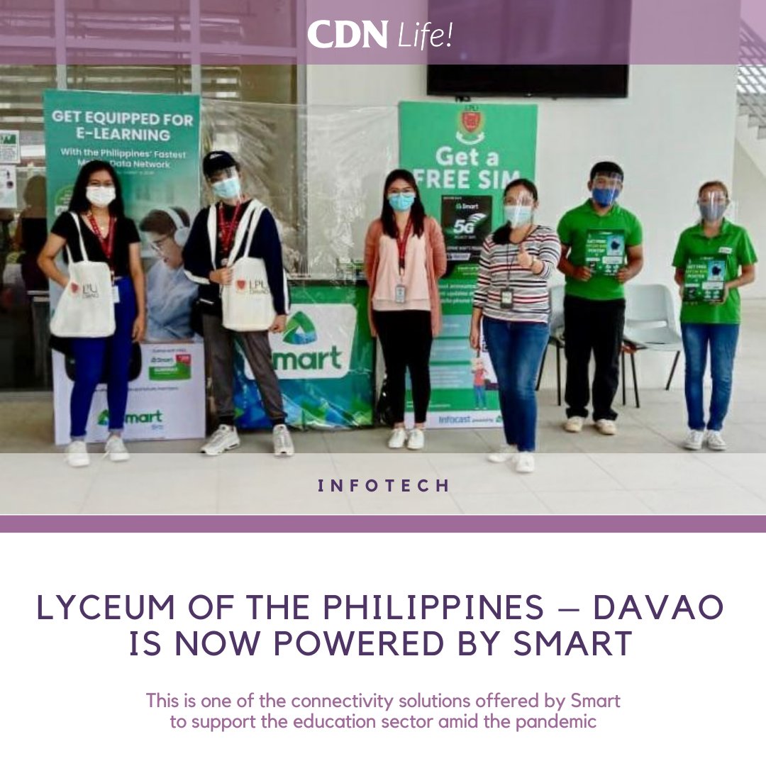 cebudailynews's tweet photo. #CDNLife: Incoming and returning students of Lyceum of the Philippines – Davao will receive a SmartBro Pocket Wi-Fi unit for free as part of their Student Starter Kits this semester.

https://t.co/1104QbizPI

#RediscoverLife #Lifestyle #Infotech #Mobile https://t.co/847cLhs50b