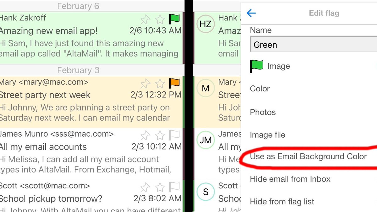 EuroSmartz's tweet photo. Show different emails with different background colors using email flags in AltaMail. https://t.co/X8Hw8A3nHn Use the new background color setting in emails flags to highlight different emails in your inbox. https://t.co/zz4wVwhitN https://t.co/TlYg331xoS