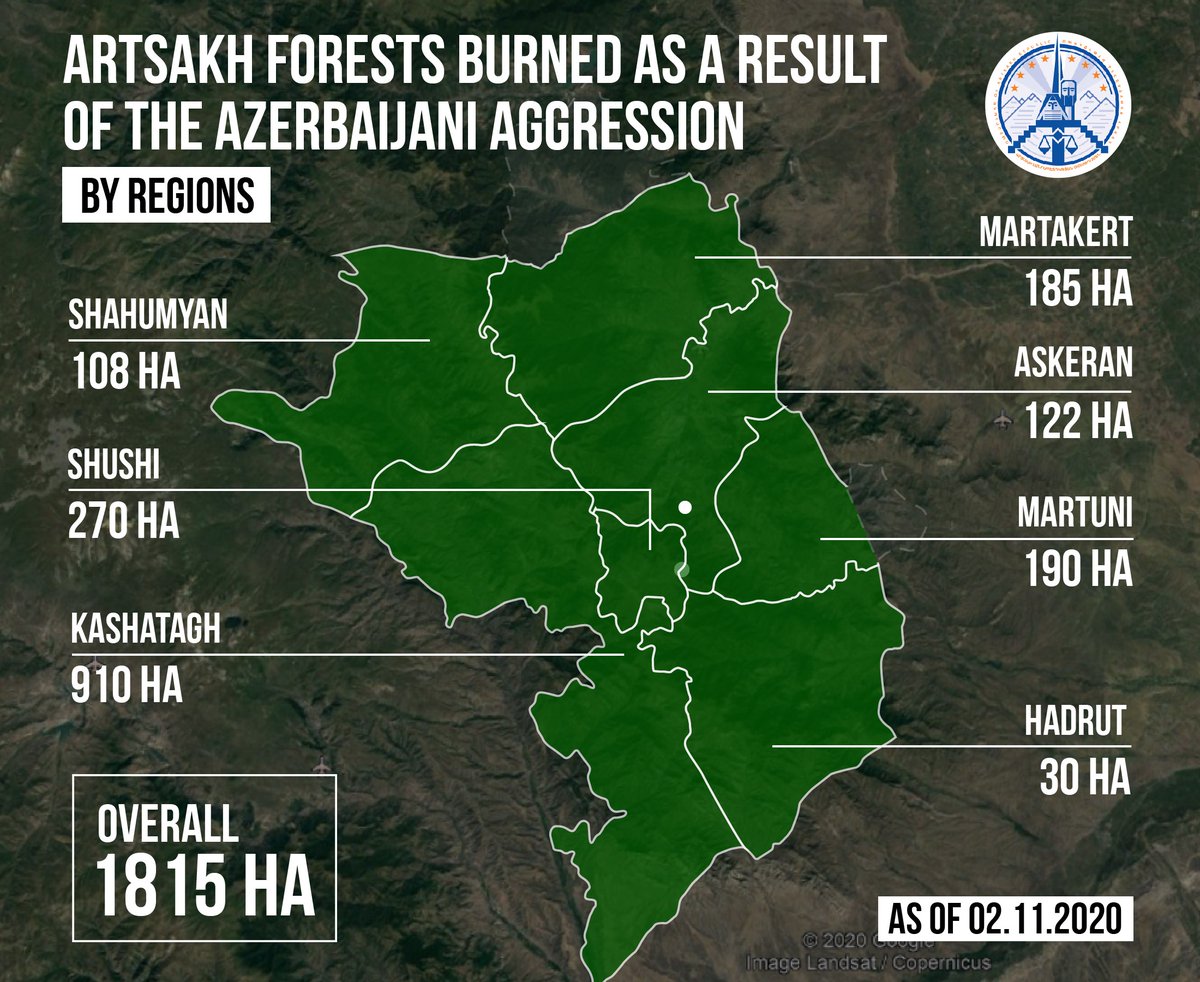 Artak_Beglaryan's tweet photo. #Azerbaijan deliberately burns forests of #Artsakh/#Karabakh, already at least 1815 ha, but still enlarging.
These #WarCrimes undermine #environmental security in the whole region and contain long-term effects for the life &amp; #health of the people &amp; #sustainability.
#DontBeBlind https://t.co/bH70ck5byh