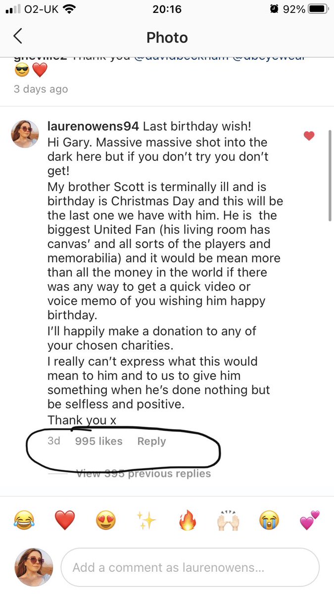LAOWENS94's tweet photo. Five people off one thousand supporting my brothers last birthday wish ❤️🤍🖤🤞🏻 come on @GNev2 and Manchester United Fans #ManUtd #ManUnited #garyneville #dyingwish #ChampionsLeague #football #ManUtdfans @ManUtd @SkySportsNews @GaryLineker @RyanGiggs_cc https://t.co/HzG9ztDUkK