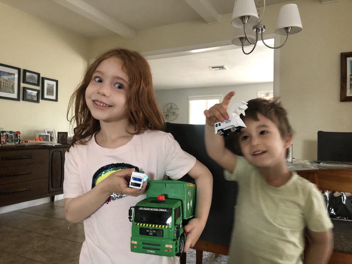 ahartoun's tweet photo. Thought garbage truck was stopping to tell my kids they needed to move out of the way. Instead he wanted to give my kids toy trucks. Best 2020 moment yet. @scottsdaleazgov https://t.co/0XVsmIpwzf