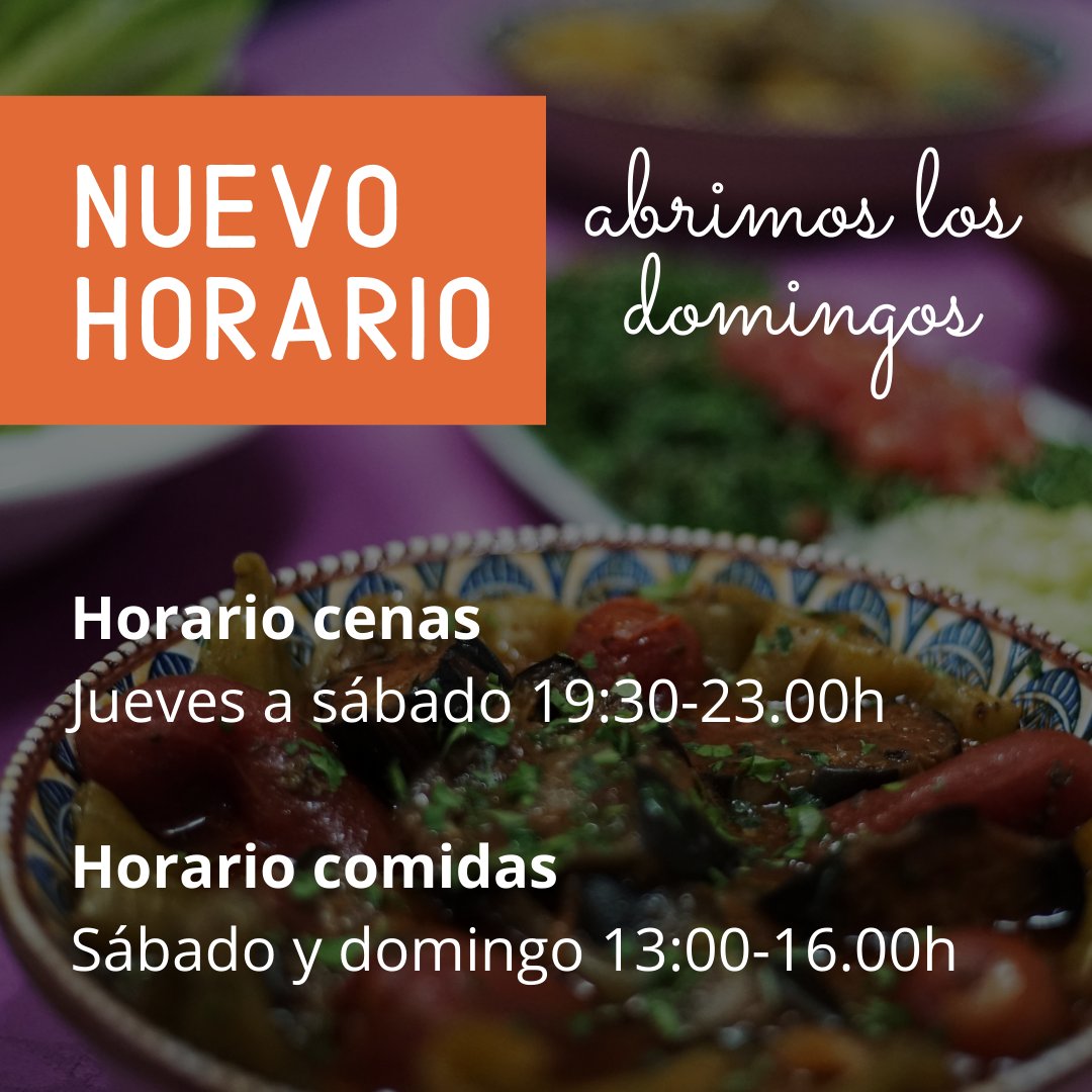 ⭐Nuevo horario! Abrimos los domingos

Horario cenas
Jueves a sábado: 19:30-23.00h

Horario comidas
Sábado y domingo: 13:00-16.00h

Pide tú comida a domicilio, para llevar o si lo prefieres ven a comer/cenar a nuestro local

refusiondelivery.com
#ConLosRefugiados #withrefugees