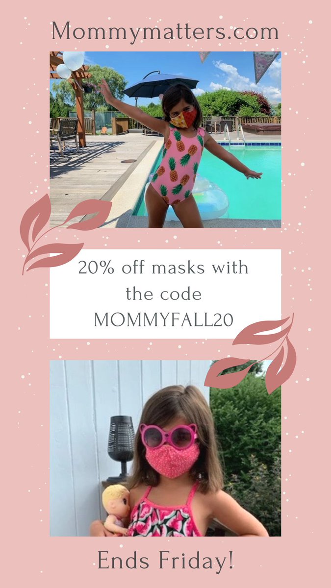 Visit mommymatters.com and use the  code MOMMYFALL20 to get 20% off face masks now until Friday!