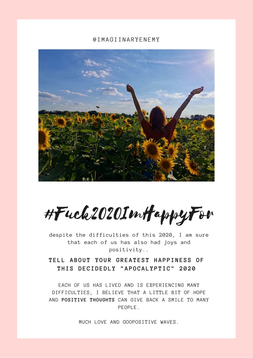 AnnaPellacani's tweet photo. @MusicForRelief This 2020 was a real delirium, but I think every one of us had a good result. I want to laugh at 2020 that I'm not afraid to be happy!!! What is the positive memory yor about 2020?
#fuck2020imhappyfor https://t.co/57IoEarwfa