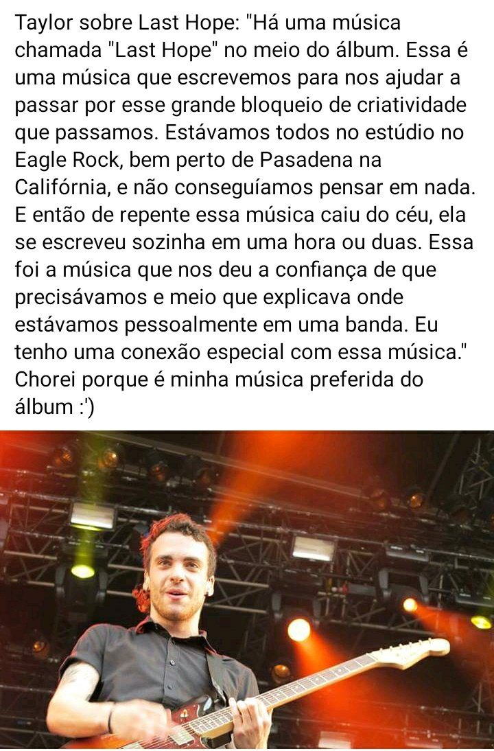 Taylor sobre a música Last Hope: