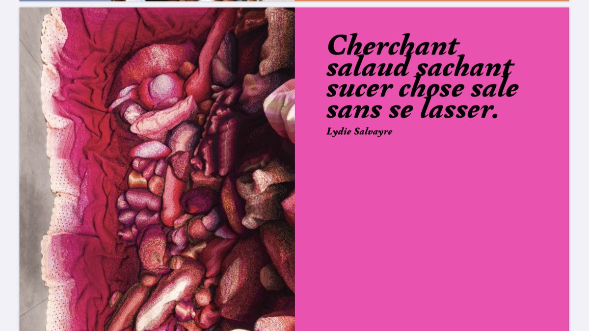 IntranQuillites's tweet photo. « Cherchant salaud sachant sucer chose sale sans se lasser. »

#LydieSalvayre dans le numéro 5 de la revue IntranQu’îllités qui célèbre la thématique #Éros. https://t.co/jgtAGB9wye