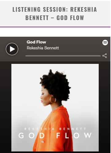 The Listening Session on the site at the moment is for <a href="/RekeshiaBennett/">Rekeshia Bennett</a>'s God Flow single. Head over to the site to check it out! jesuswired.com