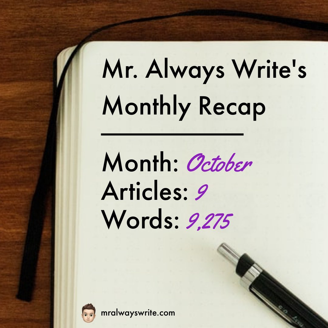 MrAlwaysWrite's tweet photo. What did you write last month? Although my numbers took a dip, I was able to take advantage of some opportunities to expand my portfolio by being part of some sports talk panels. #WritingRecap #WritingCommunity #FreelanceWriter #MondayMotivation
📝 https://t.co/caDwSWyRcF https://t.co/luYOq1L9ma