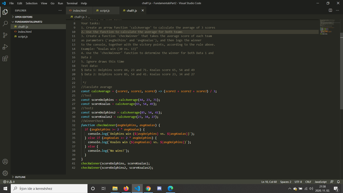 joc442's tweet photo. Day3: #udemy TheCompleteJavaScript Course 2020: From Zero to Expert! #javascript  #100DaysOfCode #functions #Practice https://t.co/bhy5jLGRY0