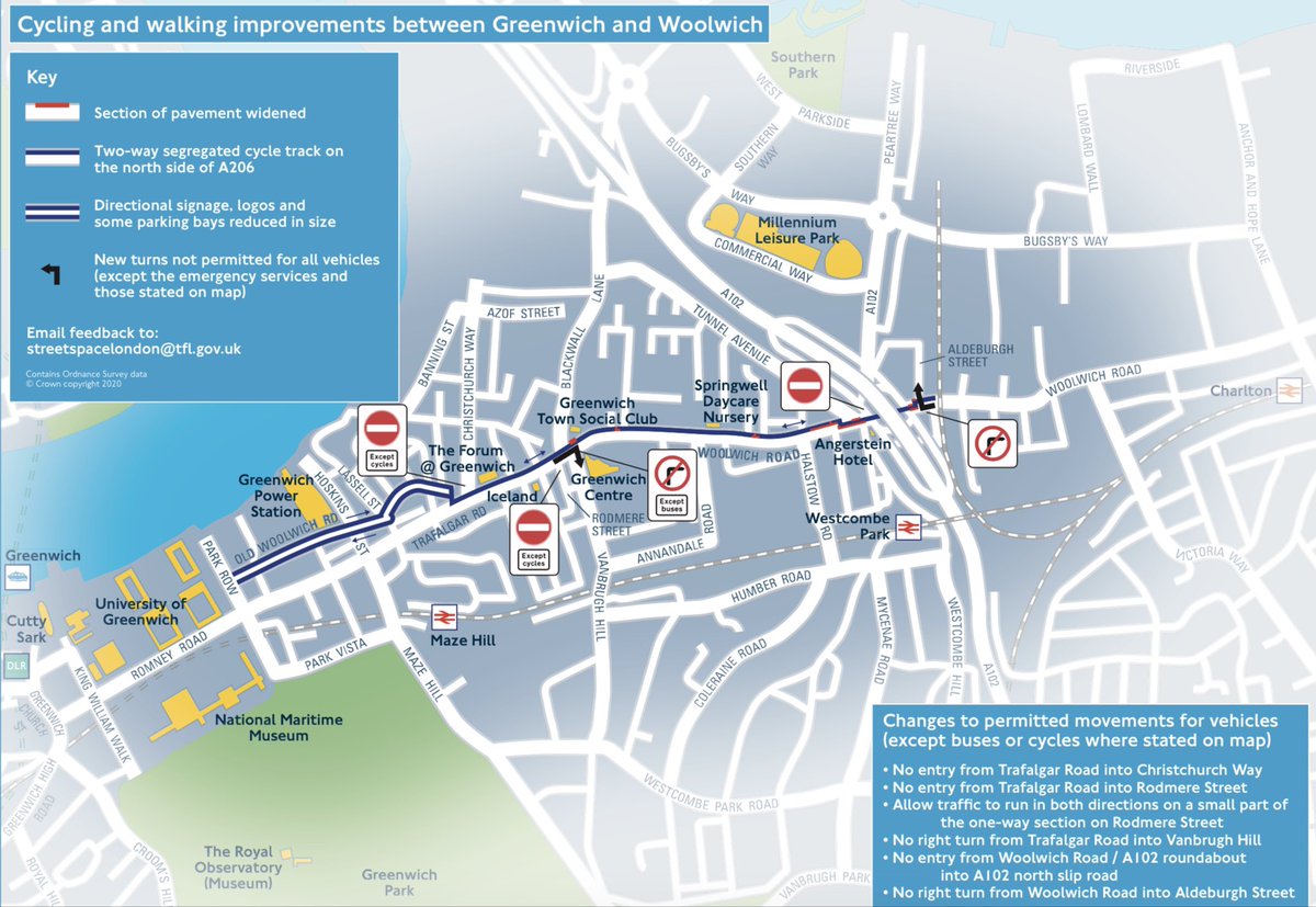 Two months ago, work started on building a new cycle way heading east from Greenwich Town Centre. Whilst there are mixed views for and against the scheme, there are also questions about the pace, quality and safety of the building work which is still ongoing. A thread...