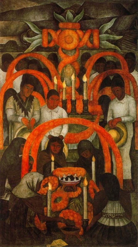 La ofrenda de sacrificio del Día de los Muertos, 1924, Diego Rivera