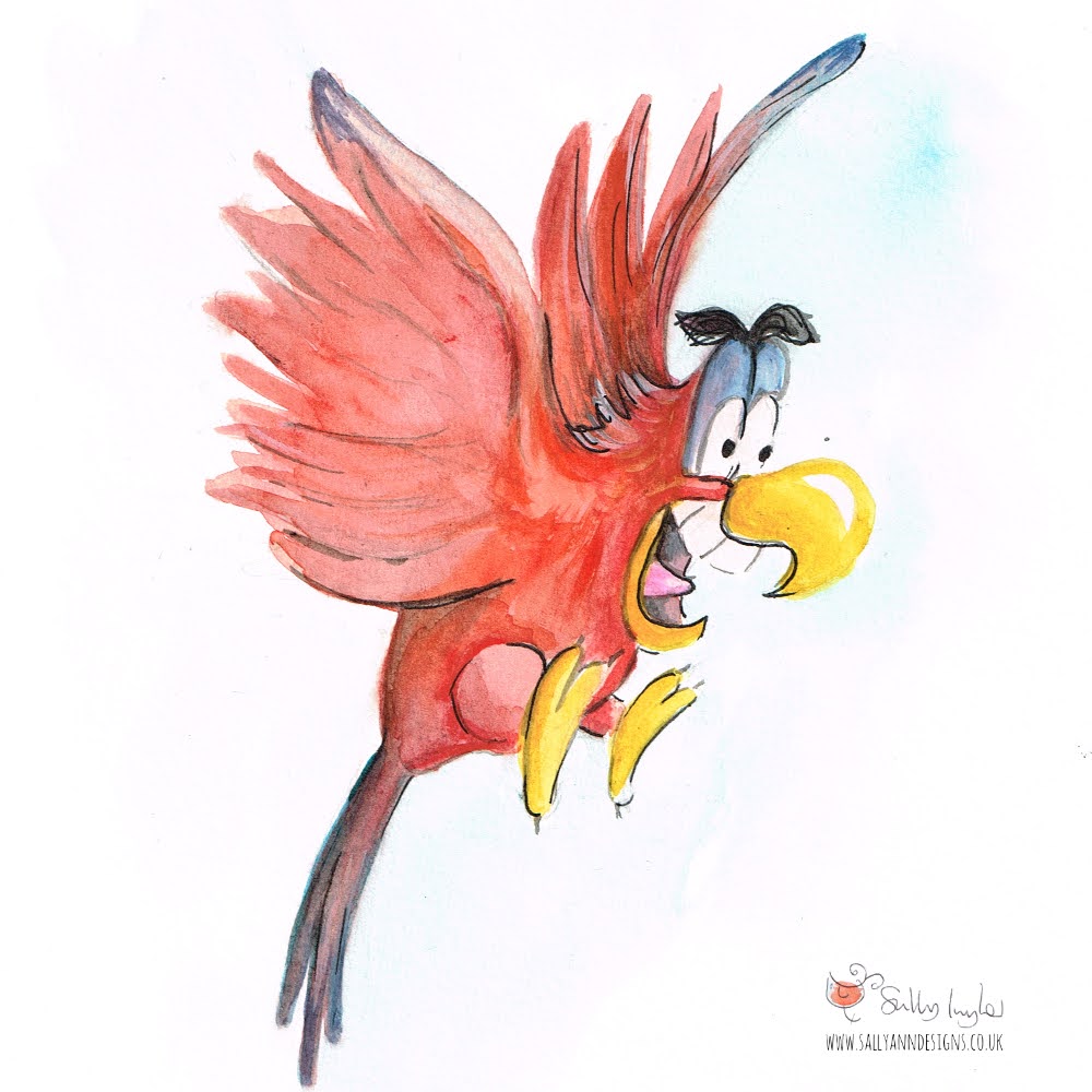 SallyJTaylor's tweet photo. IAGO, a bad tempered Parrot featured in #Aladin. This weeks @AnimalAlphabets is I. #animalaphabets #fanart #hertshour #gouacheillustration #Kidlart #hertsvisualarts #weeklychallenge #storycharacter https://t.co/8ZcXBAWD7z