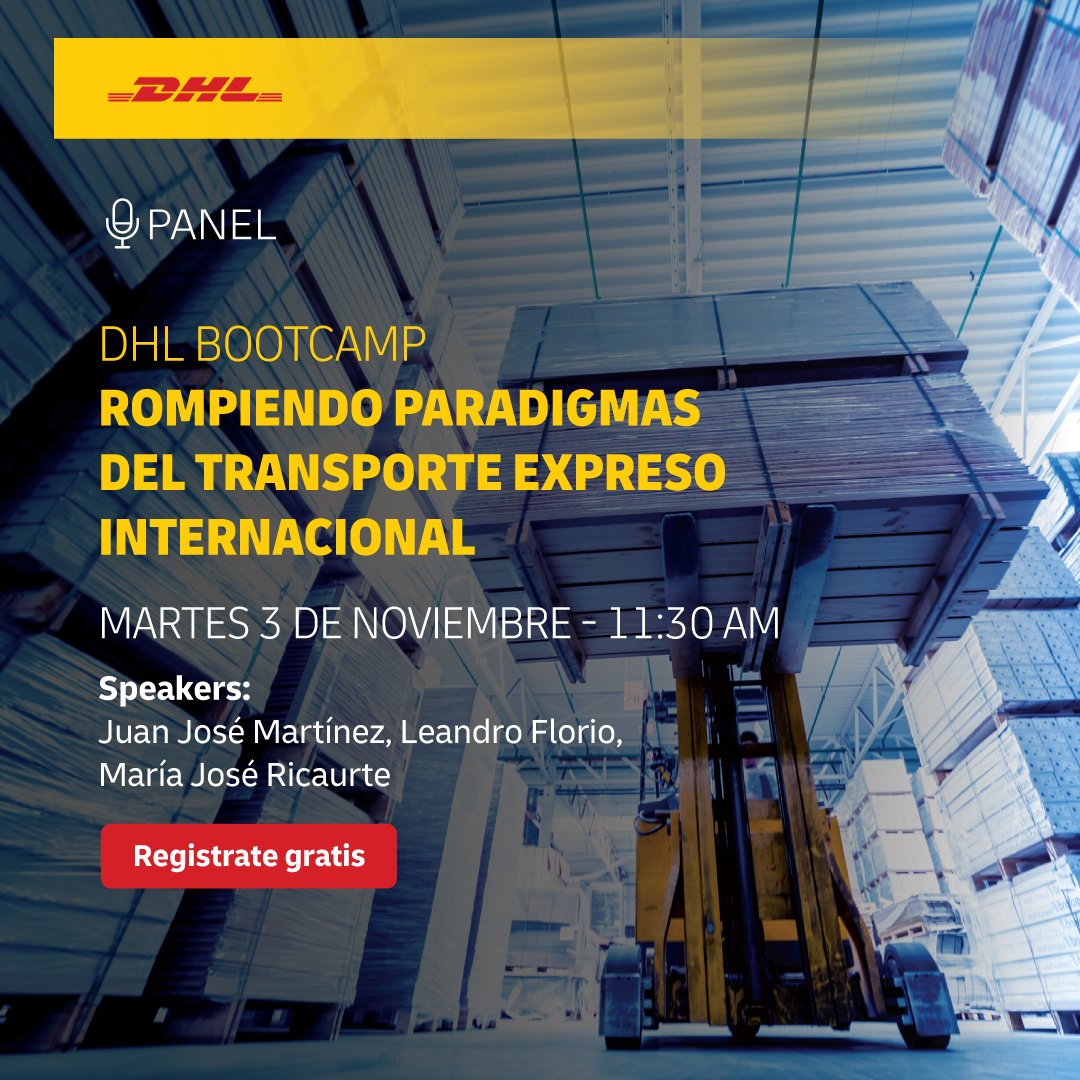 areatres's tweet photo. ¡Sumate a una nueva semana de #DHLBootcamp!

Estás cada vez más cerca de tus clientes en el exterior. Presenciá el panel que te va a ayudar a ver lo simple que puede ser tu logística de envíos hacia nuevos mercados. 

Registrate en https://t.co/7o8CD6Hc7n https://t.co/QSVieJtti0