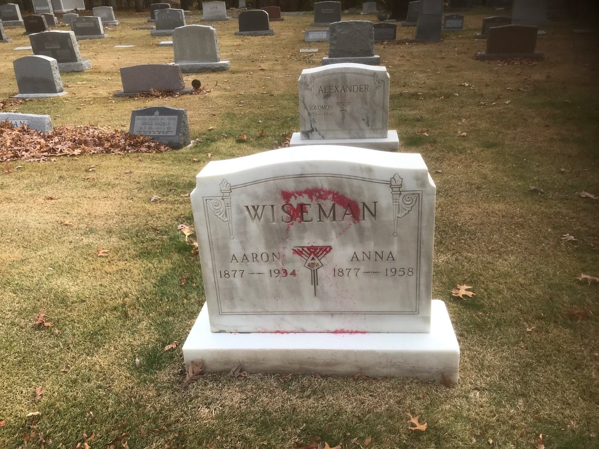 ADLMichigan's tweet photo. We are appalled by the reported desecration of gravestones at the Ahavas Israel Cemetery in Grand Rapids, MI. We are in close touch with the Jewish community and Law Enforcement to investigate this vandalism. https://t.co/mVeGrlsWxE