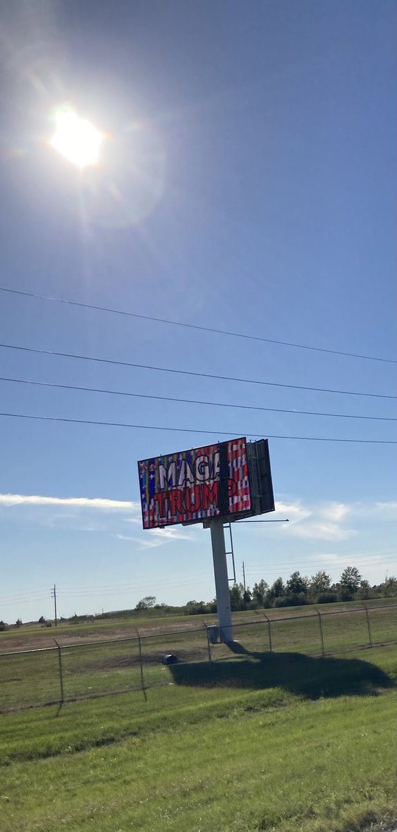NadineCleberg's tweet photo. @realDonaldTrump @POTUS @GOP as we’ve traveled through SD, NE, IA, MO, KS, OK and TX in the past three days we’ve personally seen MASSIVE numbers of #TrumpFlags and signs! We’ve also seen several #TrumpParades too! #MAGA #KAG 🇺🇸 #Trump2020 #VoteRed #Trump2020Landslide https://t.co/Atifqjr9KE