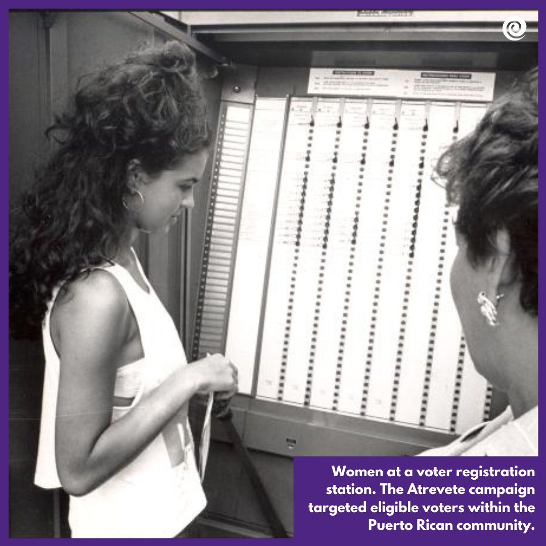 CentroPR's tweet photo. We share these photos from our collections of the voting experience in the #PuertoRican community throughout the years, including the Atrevete campaign and pushing voter registration. #PRVoting https://t.co/e7FAFds0aR