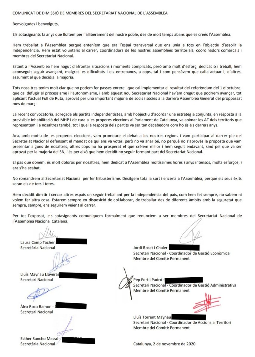 SalvemANC's tweet photo. Als socis de l'ANC, segur que ens agradaria saber si aquesta dimissió està produïda per la votació que es va fer a l'últim plenari on la majoria dels punts del full de ruta es tombaven, en contra del que es va votar a la última AGO. 
Això sí que seria ser honestos. https://t.co/bcYrT0WlfO