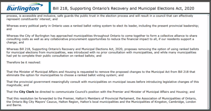 Ward2Lisa's tweet photo. @sarah_harmer @123YGK Burlington Council just voted to request that the Minister remove the changes from Bill 218. We want the right to allow our residents to review how their representatives are voted in. https://t.co/M7VmCAlnx8